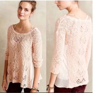 Anthropologie | Knitted & Knotted | Pink Sylt Pointelle Knit Sweater Top, XS